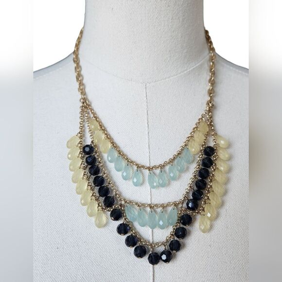 NWOT Lia Sophia "Refresh" Glasd & Resin Beaded Necklace - Picture 1 of 11